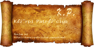Kárpi Patrícius névjegykártya
